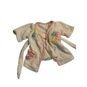 VTG Cabbage Patch Kids Robe White Pink Heart 1987 Coleco Doll Clothes Accessory